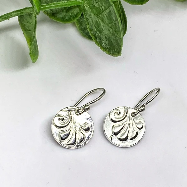 Circle Plume Sterling Silver Earrings
