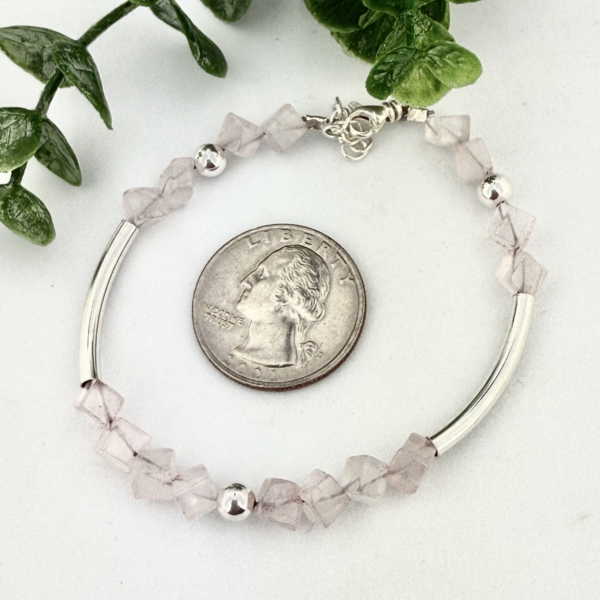 Rose Quartz and Sterling Silver Bracelet - Image 3