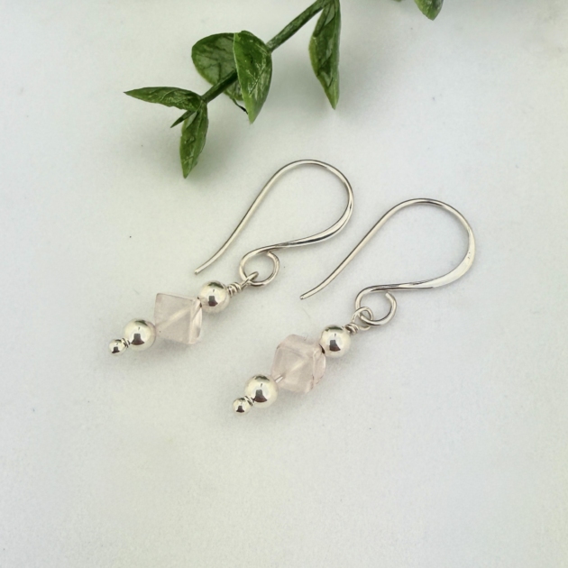 Rose Quartz Sterling Silver Earrings