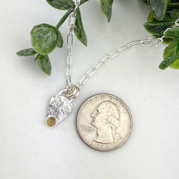 Citrine Sterling Silver Shield Pendant Necklace - Image 2