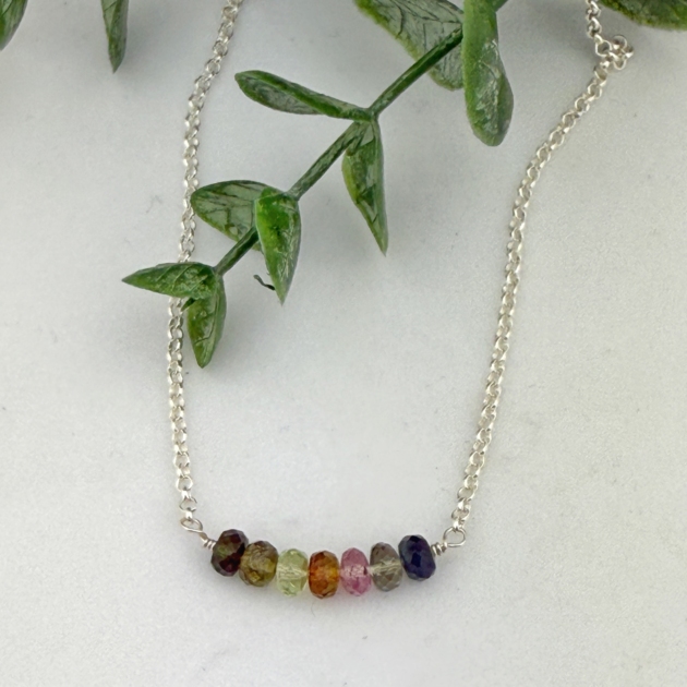 Rainbow Tourmaline Sterling Silver Necklace