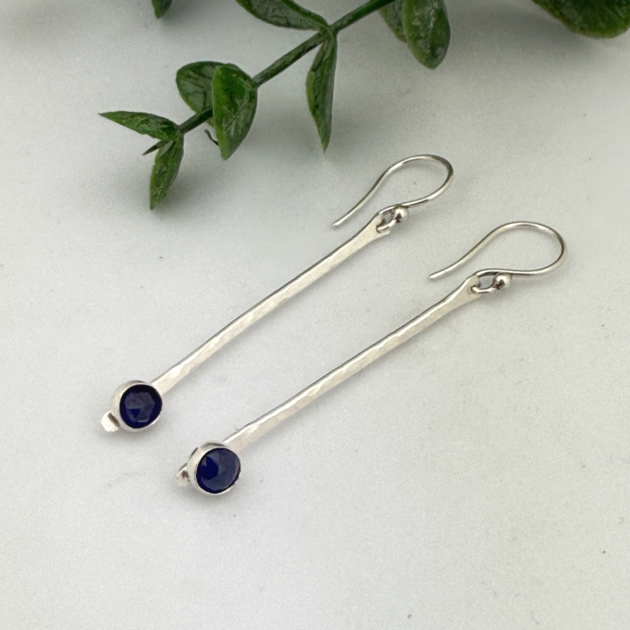 Sapphire Sterling Silver Drop Earrings
