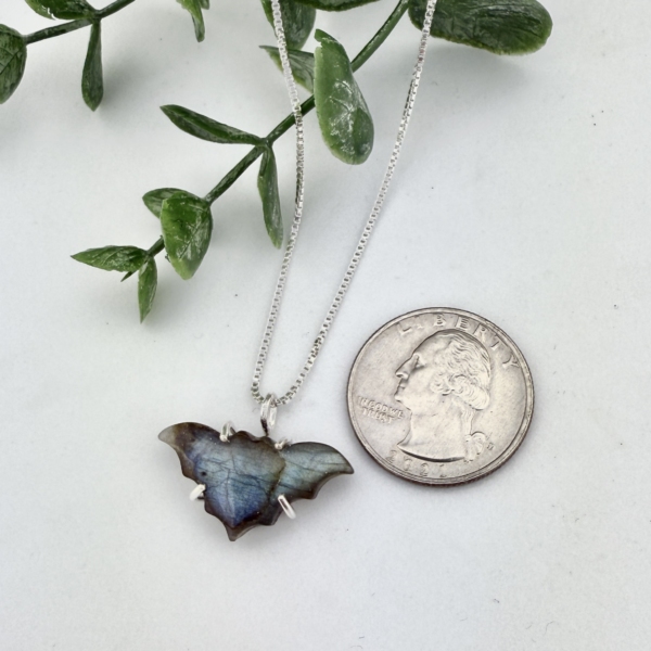 Labradorite Sterling Silver Bat Necklace - Image 2