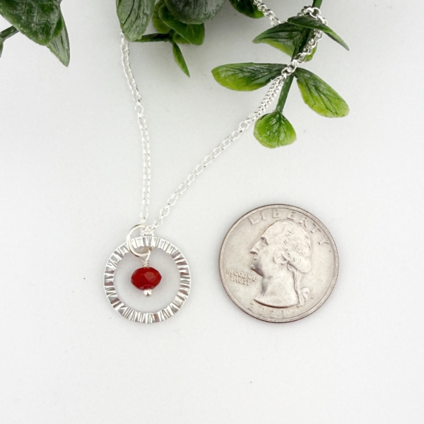 Carnelian Circle Pendant - Sterling Silver - Image 2