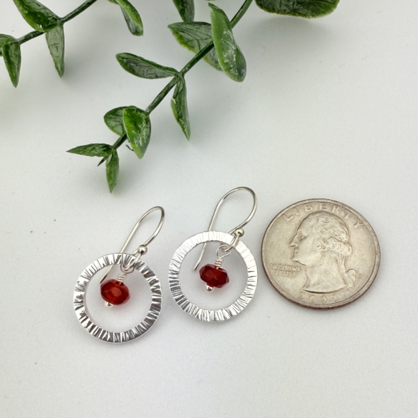 Carnelian Circle Earrings – Sterling Silver - Image 2