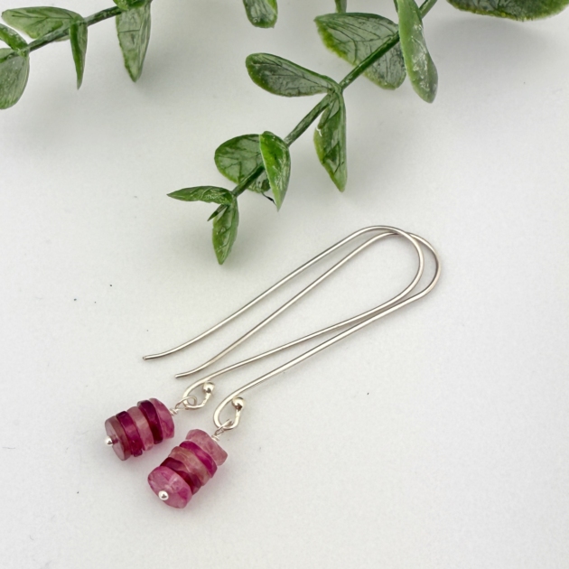Multi-Shade Pink Tourmaline Earrings – Sterling Silver