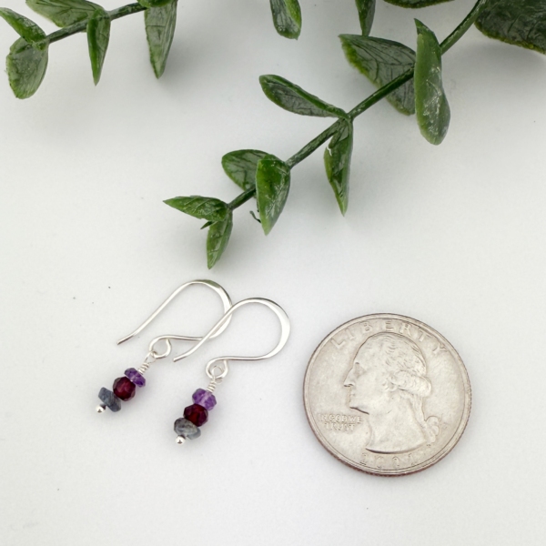 Tourmaline, Garnet & Amethyst Earrings – Sterling Silver - Image 2
