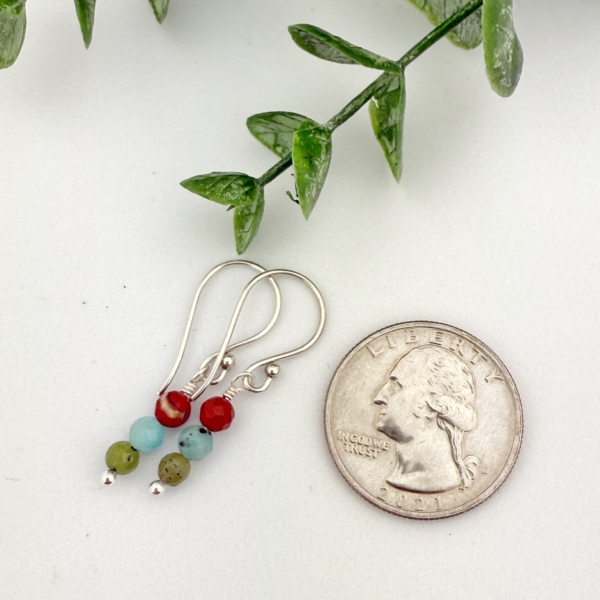 Muted Woodland Agate Gemstone Earrings – Sterling Silver - Image 2