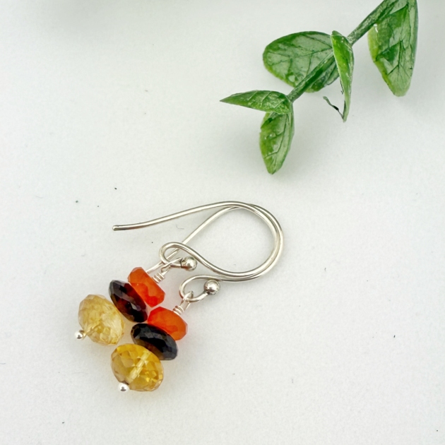Citrine, Garnet & Carnelian Earrings – Sterling Silver
