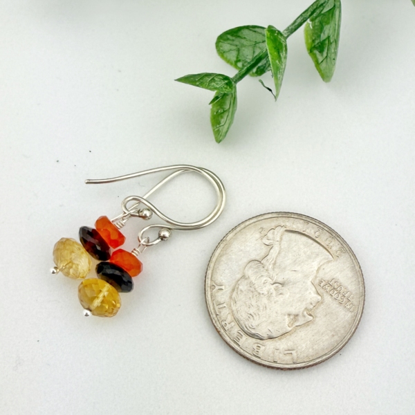 Citrine, Garnet & Carnelian Earrings – Sterling Silver - Image 2