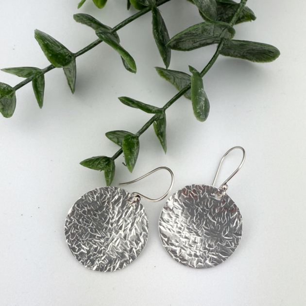 Hammered Sterling Silver Disc Earrings