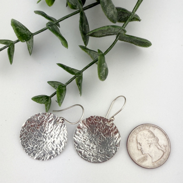 Hammered Sterling Silver Disc Earrings - Image 2