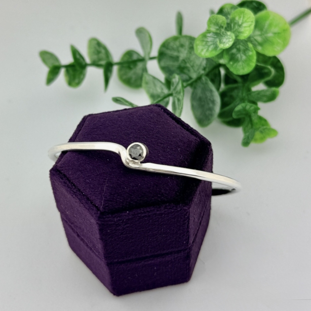 Sterling Silver Black Diamond Bangle Bracelet