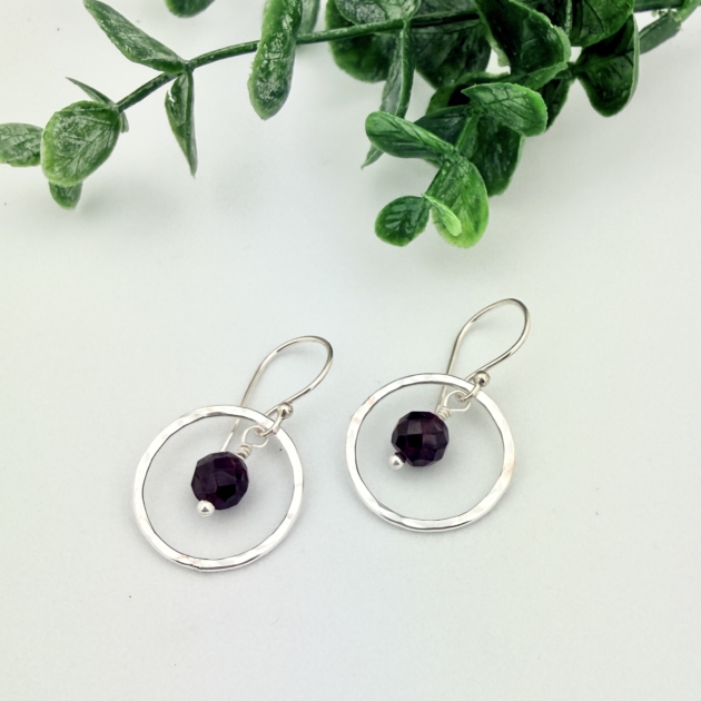 Garnet Sterling Silver Earrings