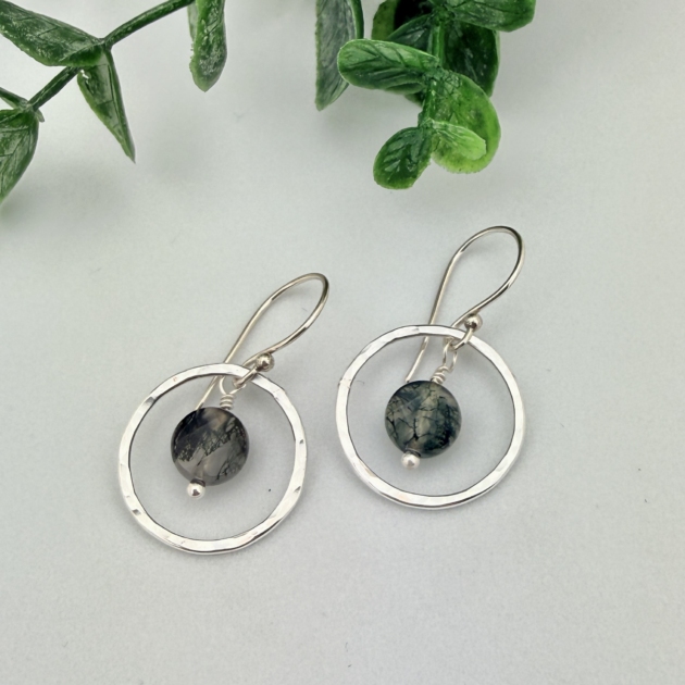 Moss Agate Sterling Silver Earrings