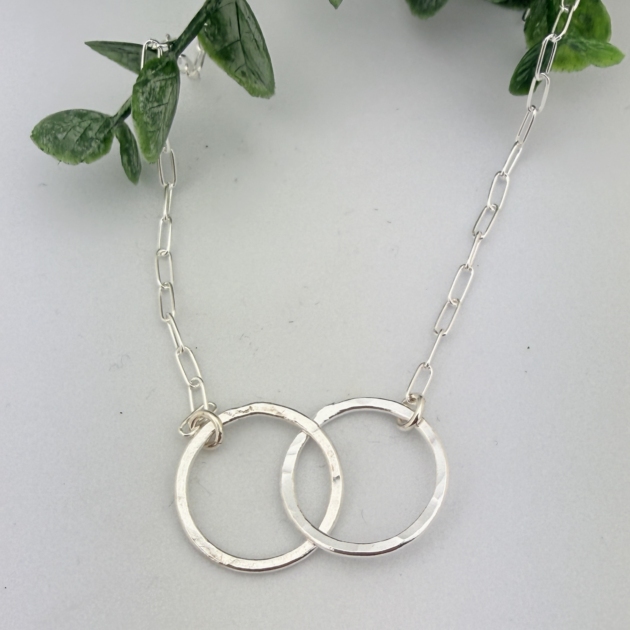 Two Circle Sterling Silver Necklace